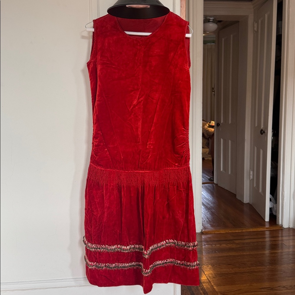 Authentic 1920’s red dropped waist dress